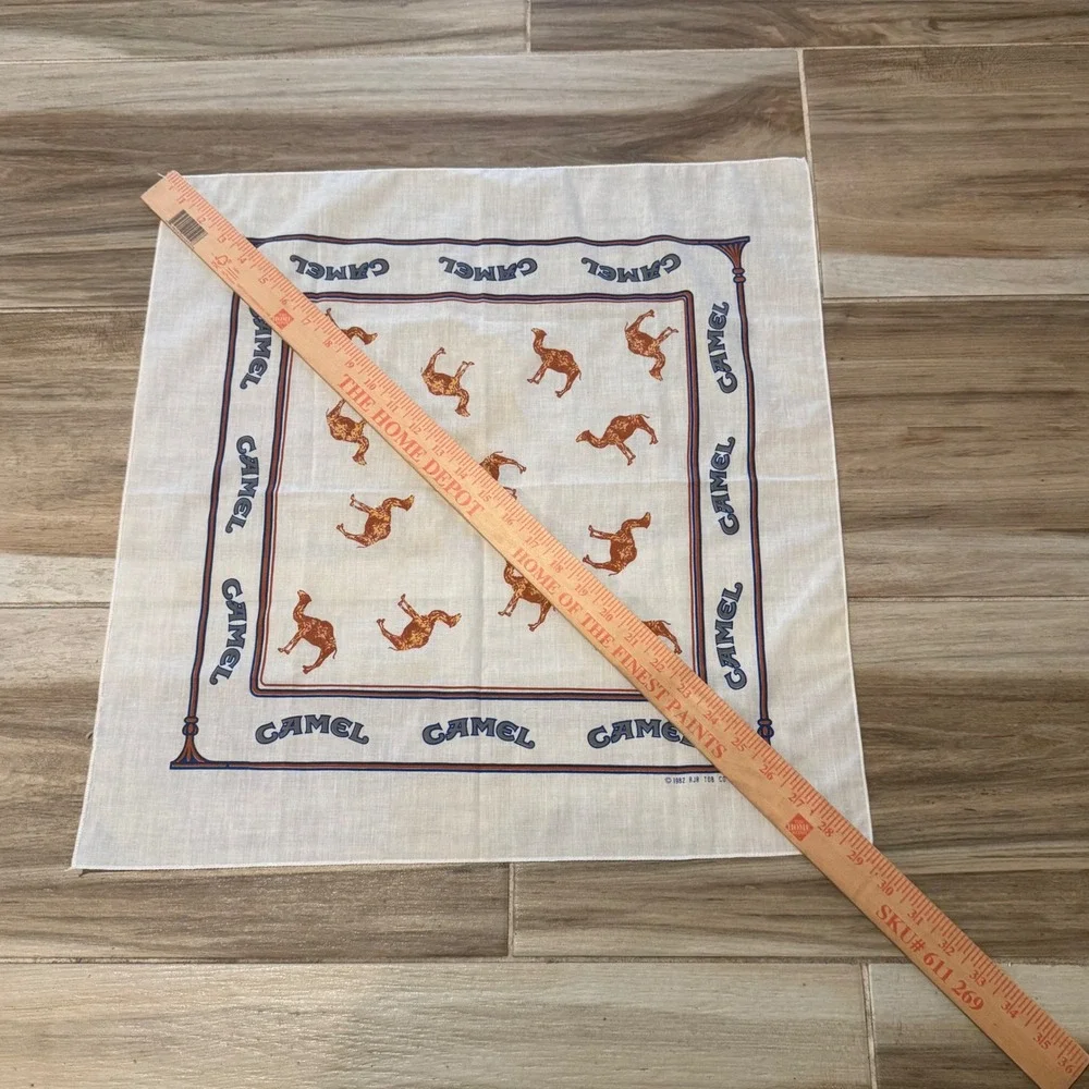 Vintage 1982 Camel Cigarettes Bandana White Blue Orange RJR Tobacco Promo 22x22